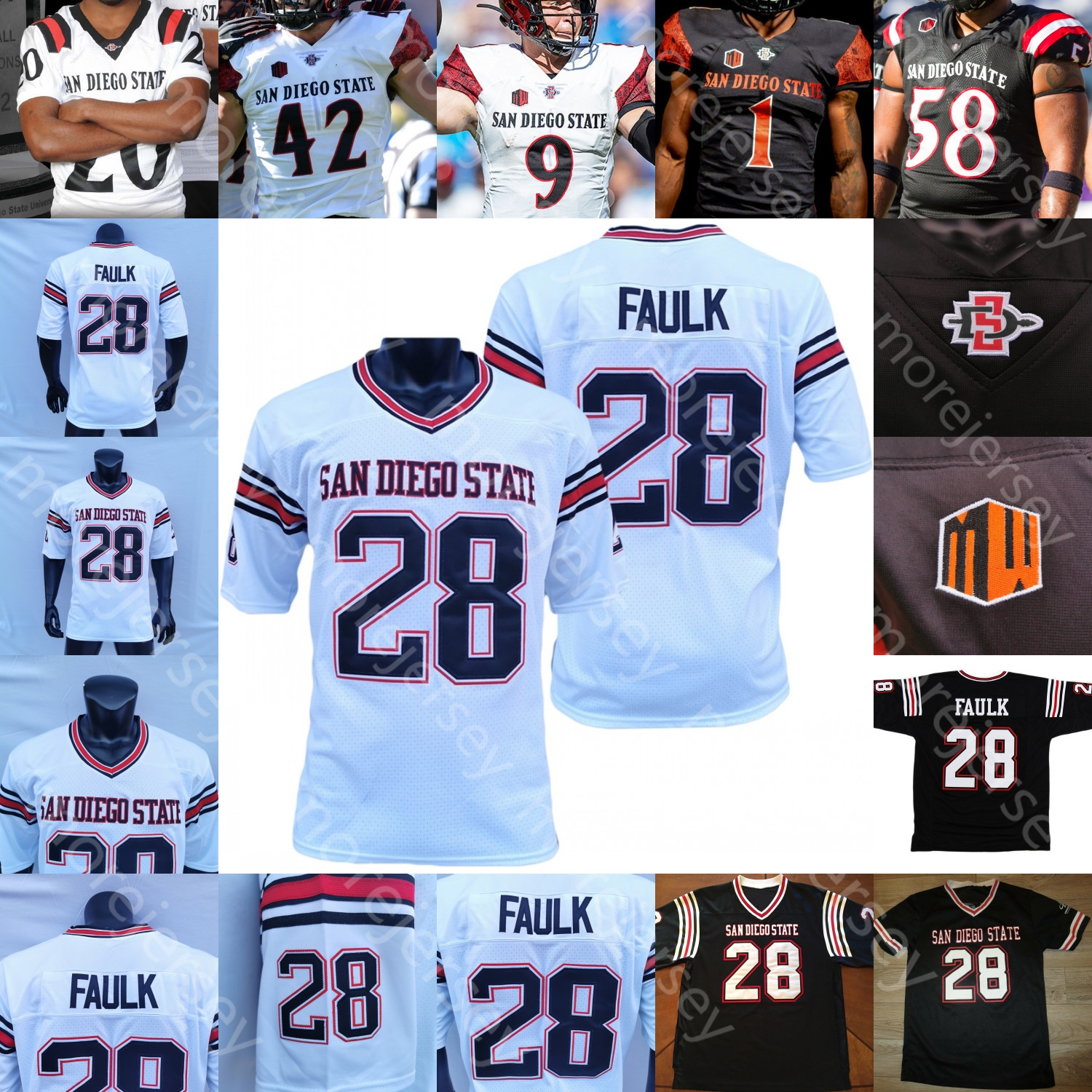 

San Diego State Aztecs Football Jersey NCAA College Marshall Faulk Williams Jordon Brookshire Greg Bell Bellinger McMorris Johnson Hawkins McDonald Fountain, Black iii