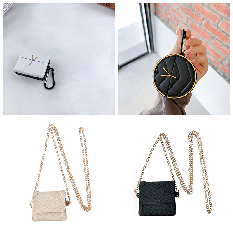 

Luxurys Designers Airpods fashion hight quality 2colors wireless headset case With hook Accessories chain For airpod 1 2 pro 3 good nice