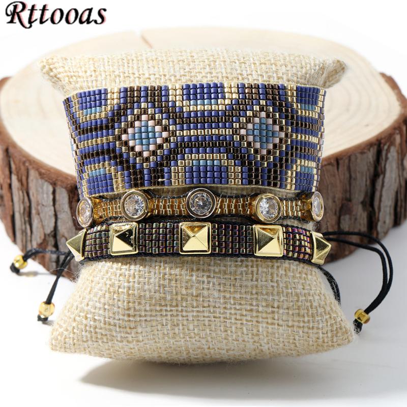 Bracelets de charme de la géométrie de la mode RTTOOAS Set pour femmes Miyuki Brocelet de rivet perlé Pulseras Mujer Mode 2021 Drop