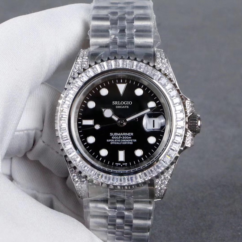 

Mens Watches Automatic Mechanical Watch 40mm Sapphire Diamond Bezel Swimming Business WristWatch Folding Buckle Montre De Luxe Men Gifts, Customize
