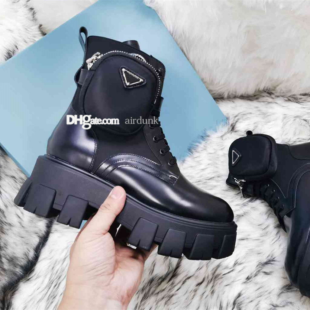 

2021 Women Rois martin prad boots military inspired combat boot nylon pouch attached to the ankle with strap Ankles lady Outdoor Booties Shoes 35-41, Black