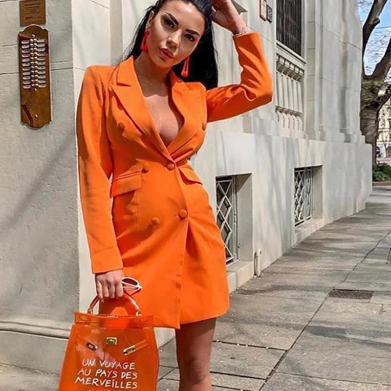 

Women' Suits & Blazers Autumn Winter Women Solid Color Slim Fit Blazer Doubl Breasted Long Sleeved Lapel Coat Jacket Office Lady Commuter W, Black