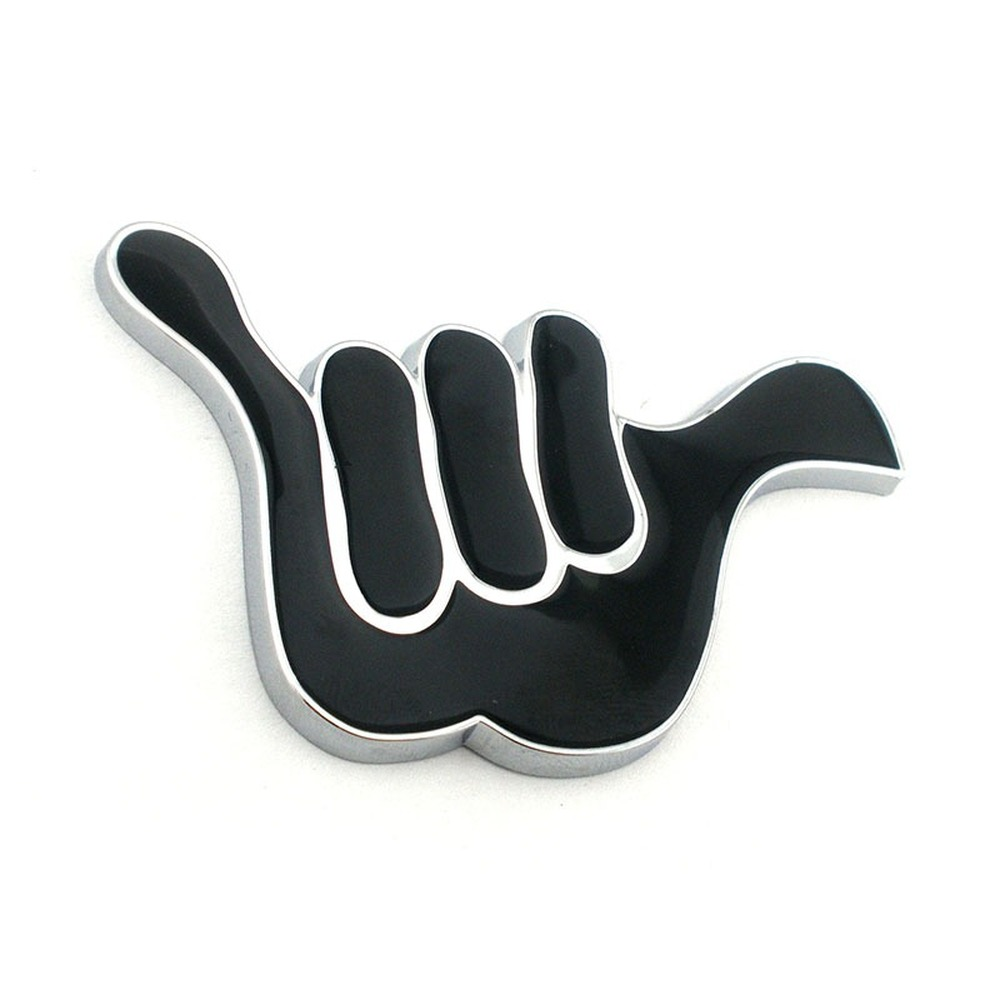 

3D Chrome Shaka Hanging Loose Sign Aloha Emblem Surfing Badge Sticker Car truck car bike Bumper logo Decal, Black