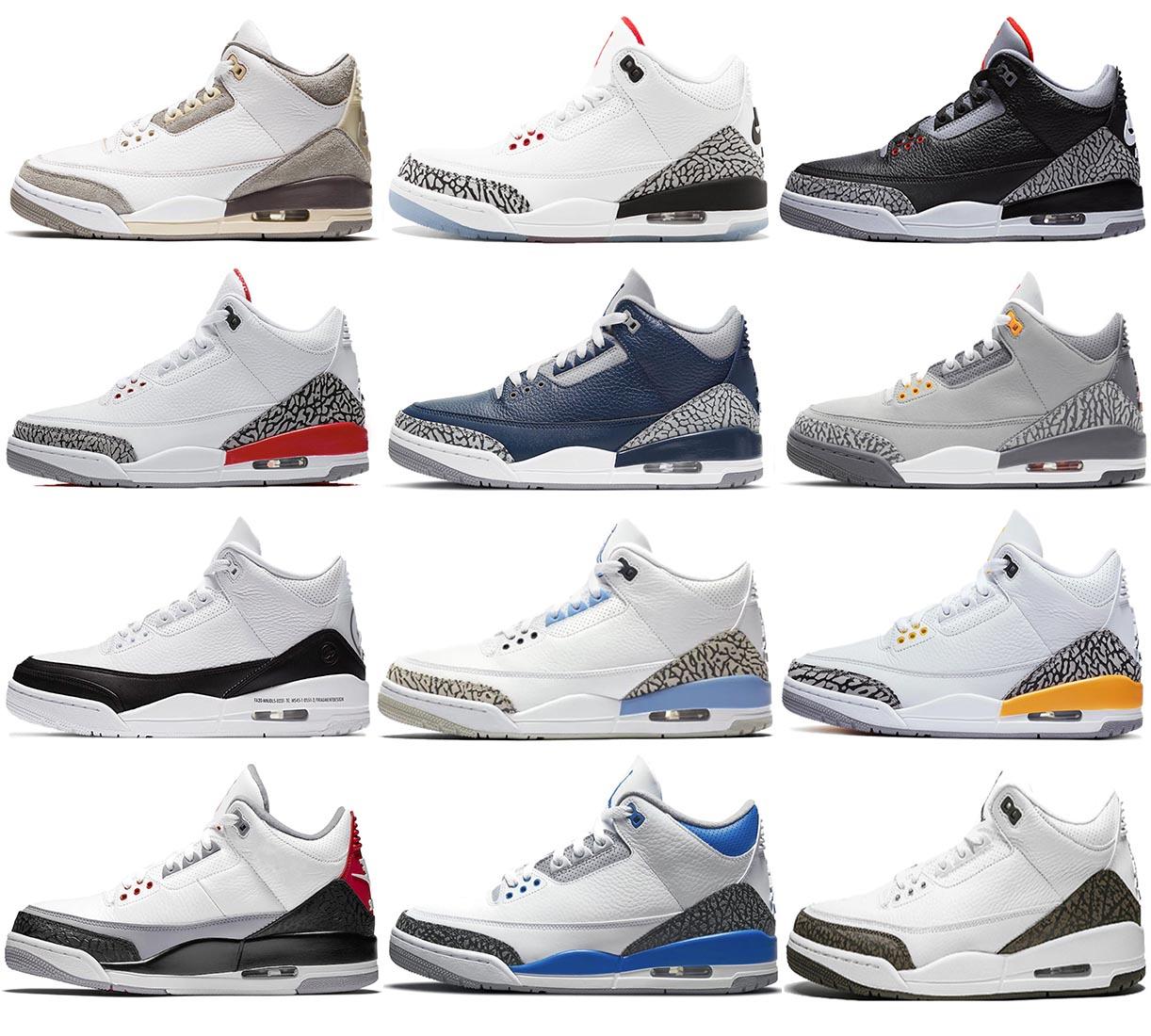 

2021 Authentic 3 OG Black Cement White Shoes A Ma Maniere UNC WMNS Laser Orange Midnight Navy Blue Fragment Men Outdoor Sports Sneakers With
