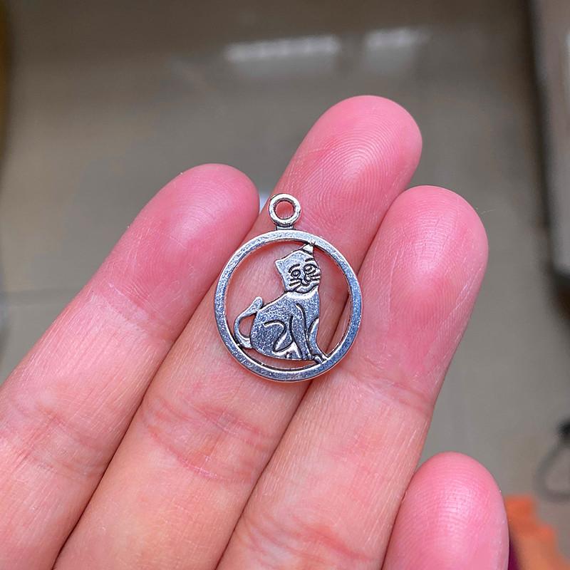 

Charms 24pcs 23x18mm Cat Connector Pendants Jewelry Making DIY Men's WomenNecklace Bracelet Handmade Crafts Accessories, Bronze;silver