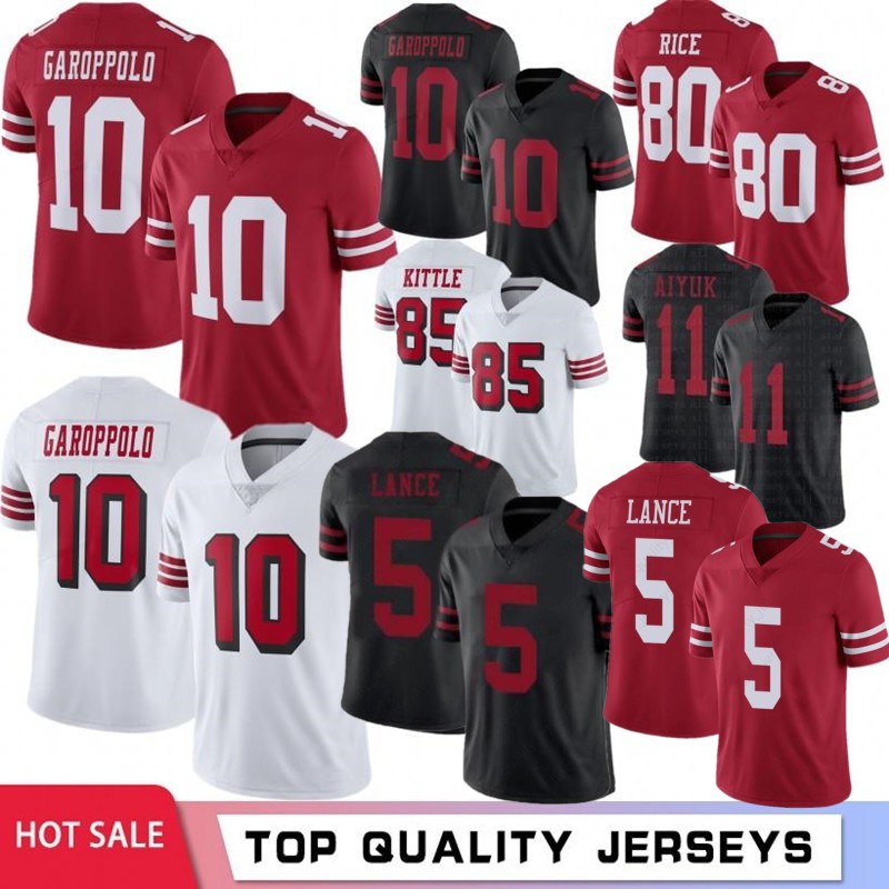 

75th 5 Trey Lance 85 George Kittle Men Football Jerseys 10 Jimmy Garoppolo Brandon Aiyuk Javon Kinlaw 80 Jerry Rice 7 Kaepernick McGlinchey 2021 New -XXXL, 49ren+75 patch