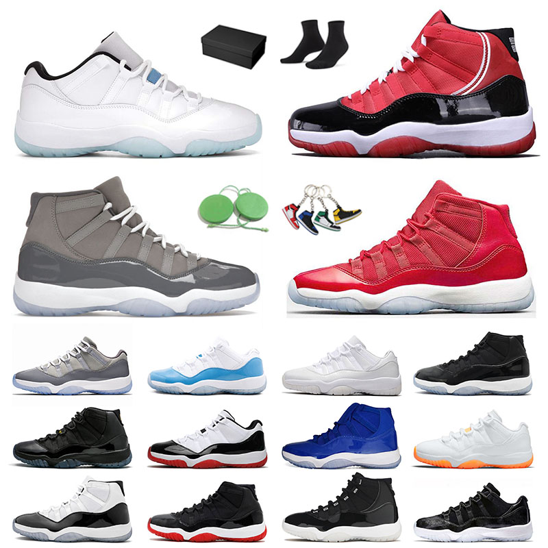 Designer Jumpman 11 11s Chaussures de basket-ball authentiques Hommes Femmes Bred High Legend Blue Low Citrus 25e anniversaire Space Jam Cap and