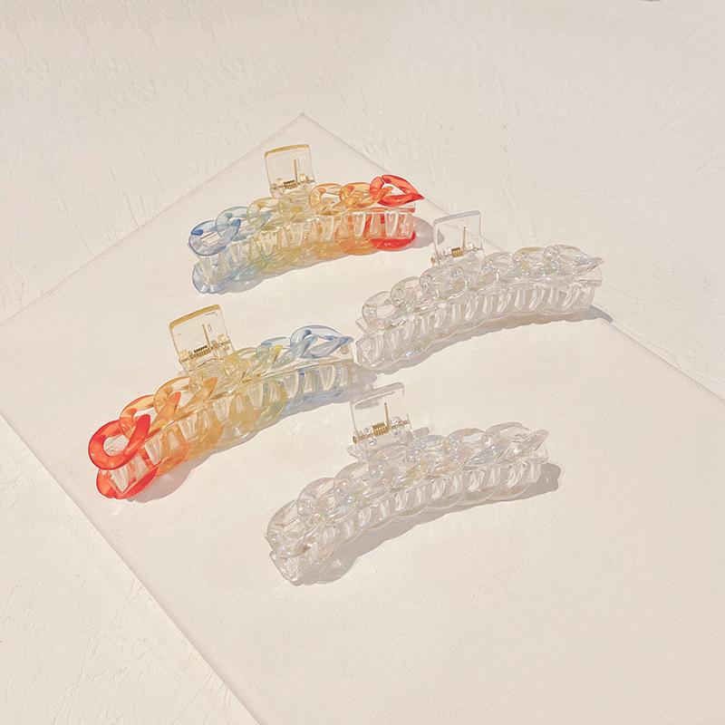 

Hair Accessories Yuan Gas Girl Rainbow Chain Grab Clip Korean Net Red Back Head Spoon Temperament Headdress Ins Summer Tide