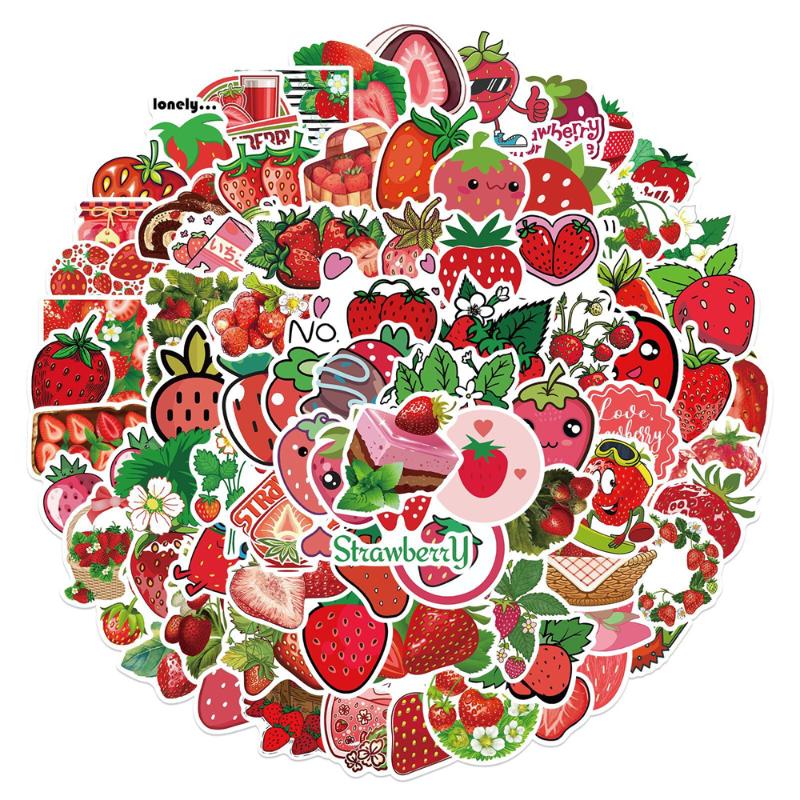 

Gift Wrap 50/100pcs Cute Strawberry Stickers For Notebooks Laptop Scrapbook Stationary Pink Sticker Scrapbooking Material Craft Supplies