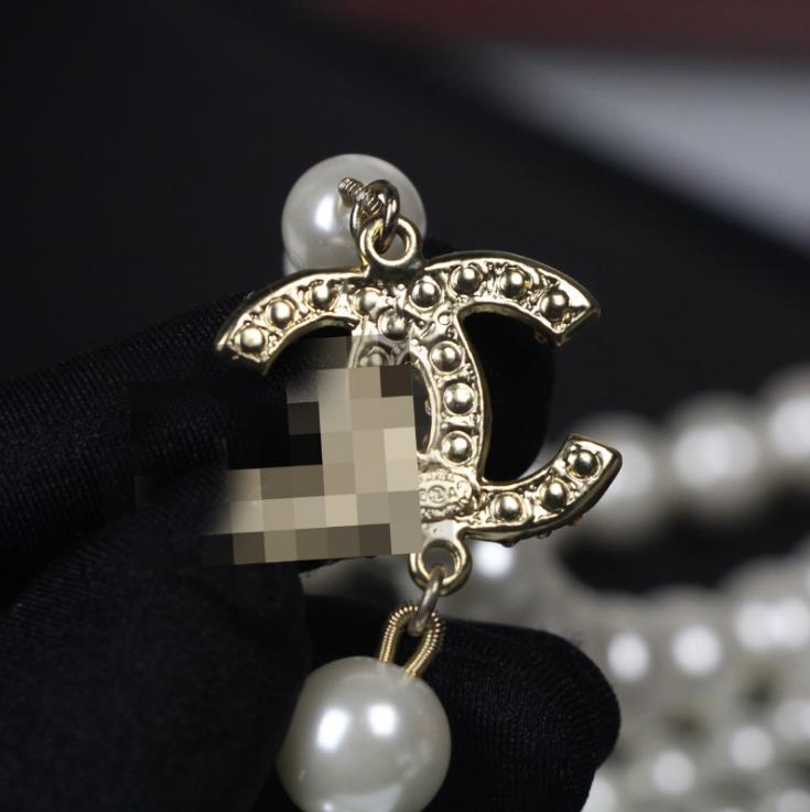 

Pearl letter long sweater chain necklace fashion temperament, Silver