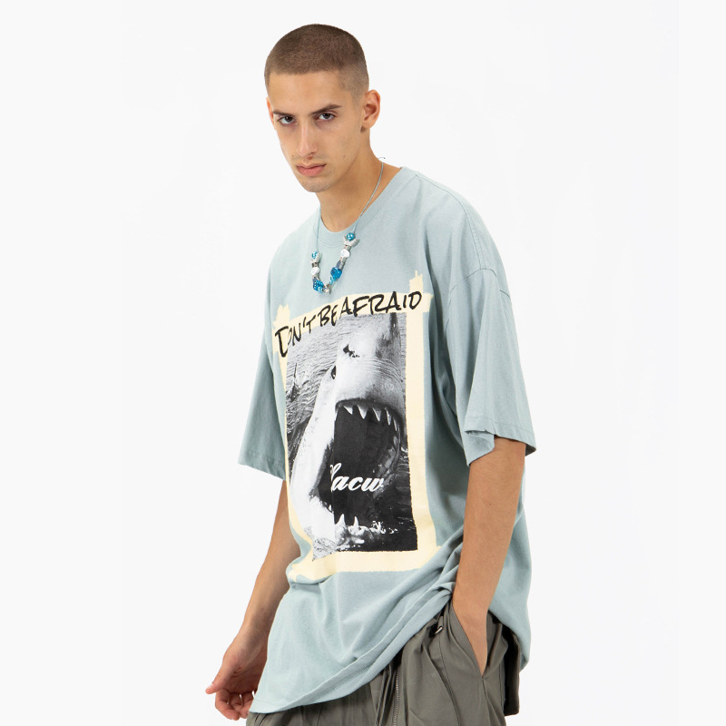 

Men's T Shirt 3D Shark Print Short Sleeve T-Shirt Round Neck Straight Loose Pullover Sweatshirt Casual Home Streetwear Autumn New, Grass green