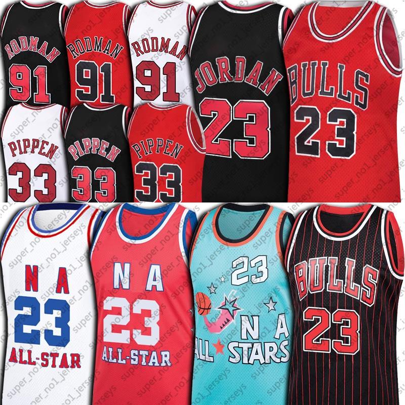 

Chicago Bull Jerseys 23 Michael Jersey Scottie 33 Pippen Jerseys Dennis 91 Rodman Jersey Vintage Basketball Jerseys, Black;red