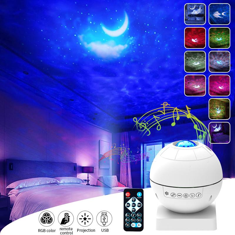 

Night Lights Moon Star Galaxy Projector LED Light Ocean Wave180 Degrees Rotate Starry Sky Atmosphere Lamp Music Bluetooth Remote
