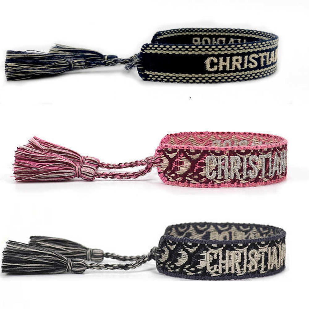 

Fashion Luxury d Brand Bracelets Famous Designer Jewelry Handmade Signature Embroidered Daisy Cotton Women Men's Woven Fabric Tassel Adjustable Bracelet Bm8r H5ap