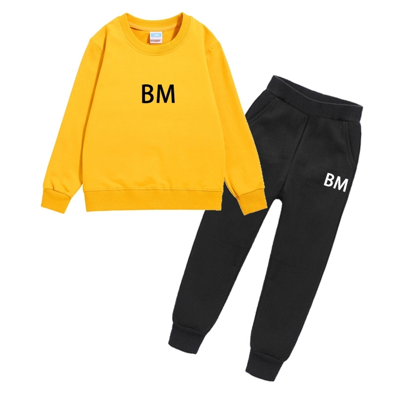 

Children's round neck sweater set autumn boys' 260g Pullover Sweater middle girls' student pants
