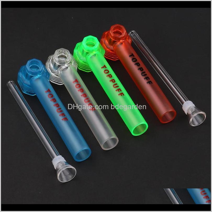 

Pipes Aessories Household Sundries Home & Garden Drop Delivery 2021 Toppuff Glass Bong 5 Colors Travelling Smoking Water Pipe Instant Portabl