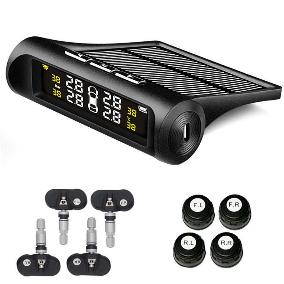 

Power USB Solar Car Tire pressure alarm Monitoring System LCD Display external or built -in sensor auto security warning monitor