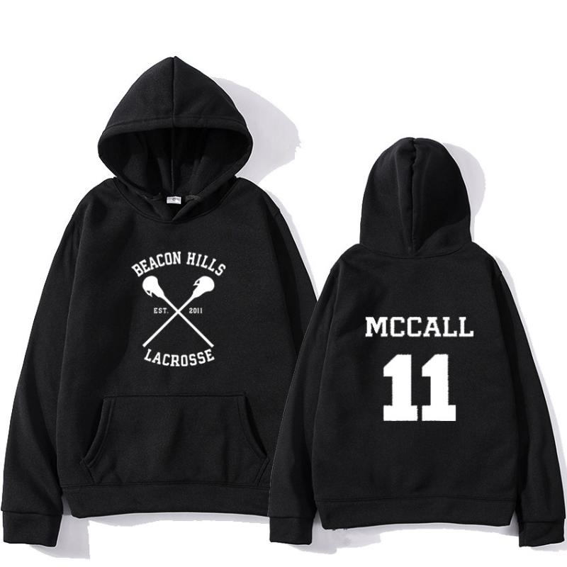 

Women's Hoodies & Sweatshirts Pullover Sweatshirt Male Print Hooded Hip Hop StreetwearMens Teen Wolf Hoodie Men Stilinski 11 Lahey McCall, Black