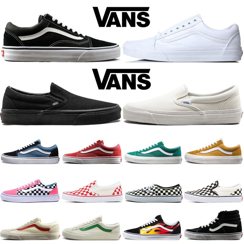 

Original vans old skool White Slip-On canvas shoes for men women fear of god Triple Black Red Pink Green Slip on Skateboard Sports Sneakers Trainers, #24