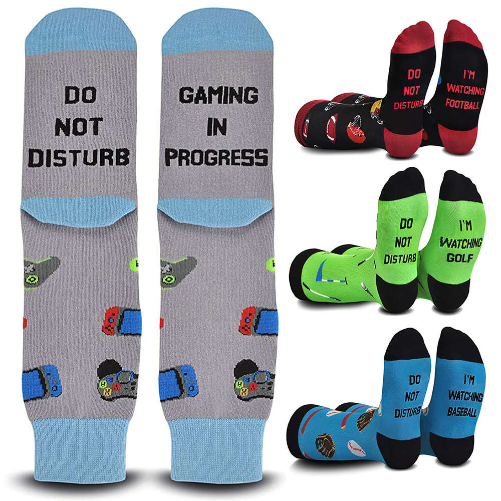 

Do not block I'm gaming letter socks cotton medium tube, Black