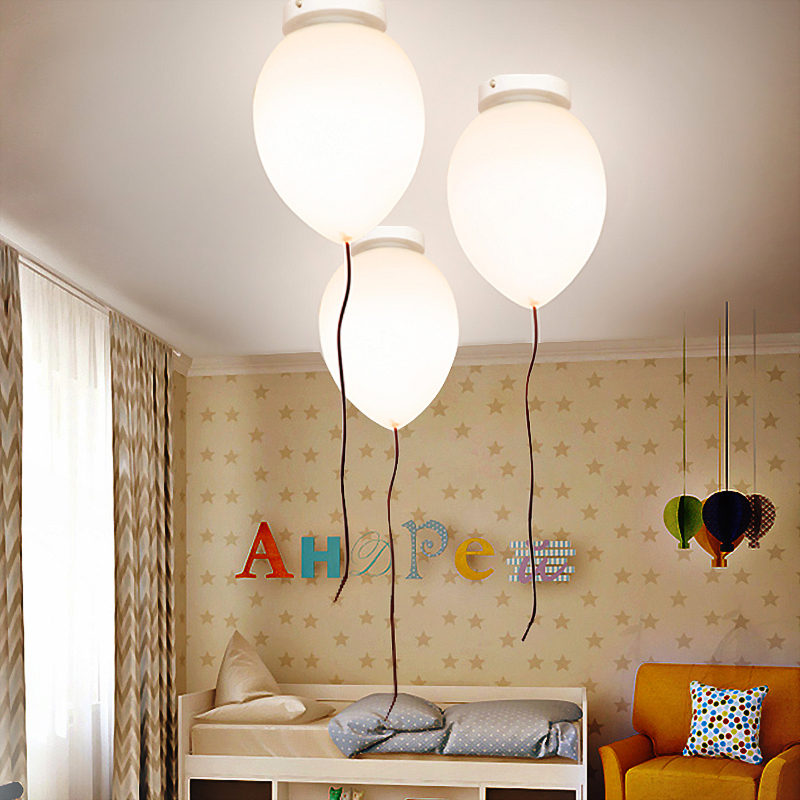 

Modern Children led ceiling lights for living room Bedroom Bedside Study Aisle Light White Balloons glass Lamp