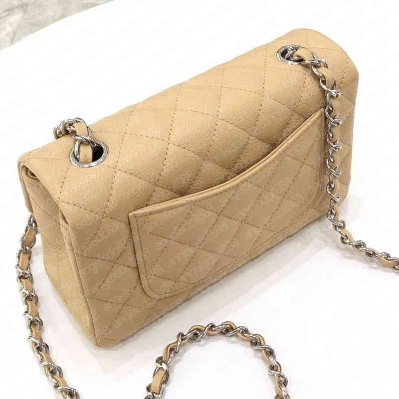 

Top quality woman small rectangle classic chain flap bag 20cm with series number black box calfskin caviar wallet purse crossbody shoulder