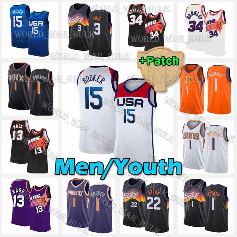 

Suns Jersey 15 Devin 1 Booker Chris 3 Paul Deandre 22 Ayton Basketball Jerseys 2021 Finals Phoenix Patch Steve 13 Nash Charles 34 Barkley City Olympics Summer, Men jersey