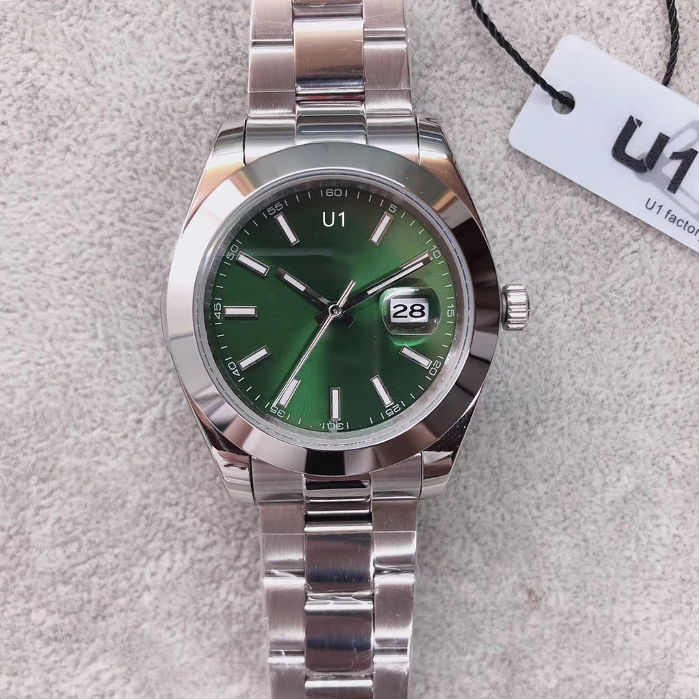 

U1 ST9 Steel Green Dial Datejust Smooth Bezel Watch 41mm 126333 126334 Automatic Mechianical Wristwatches Oyster Strap Sapphire Movement Mens Watches, 19