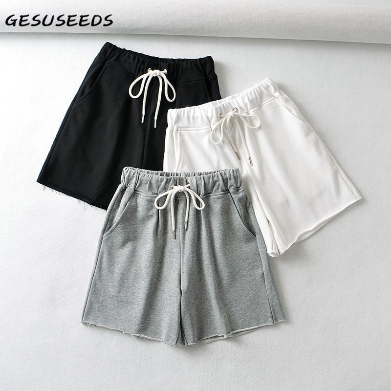 

Women' Shorts Casual High Waist Women Korean Loose Joggers Sweatshorts Womens Summer Clothing Drawstring Sweat Black 2021, Gray