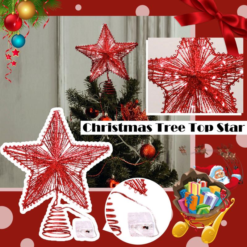 

Christmas Decorations Tree Top Decoration Five-Pointed Star Three-Dimensional Hollow With String Light Home Xmas Ornaments Navidad