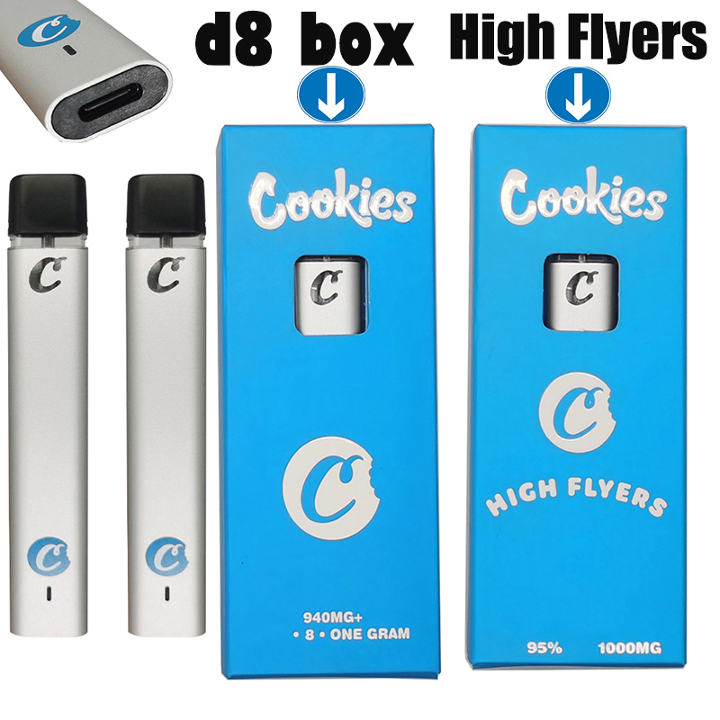 

Cookies High Flyers Oil Rechargeable Disposable Vape Pens D8 Vapes Flat 1ml Thick Distillate 510 Thread Carts 240mah Battery Cartridges Empt