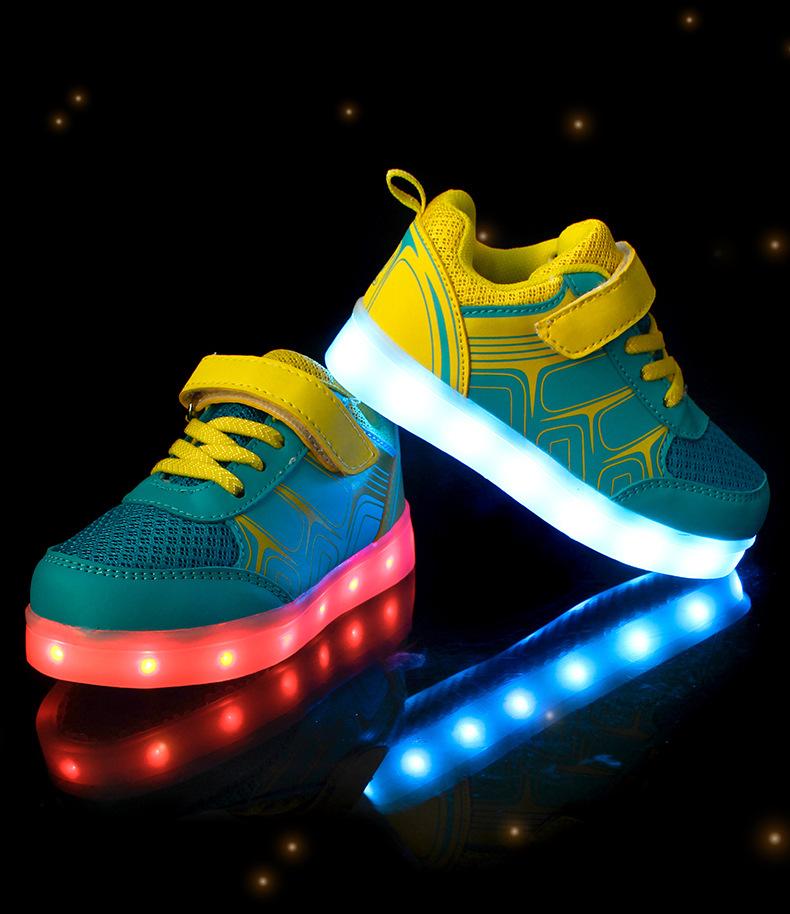 

Children LED Shoes USB Charging Glowing Sneakers Mesh Breathable Kids Casual For Boys And Girls!, Black;red