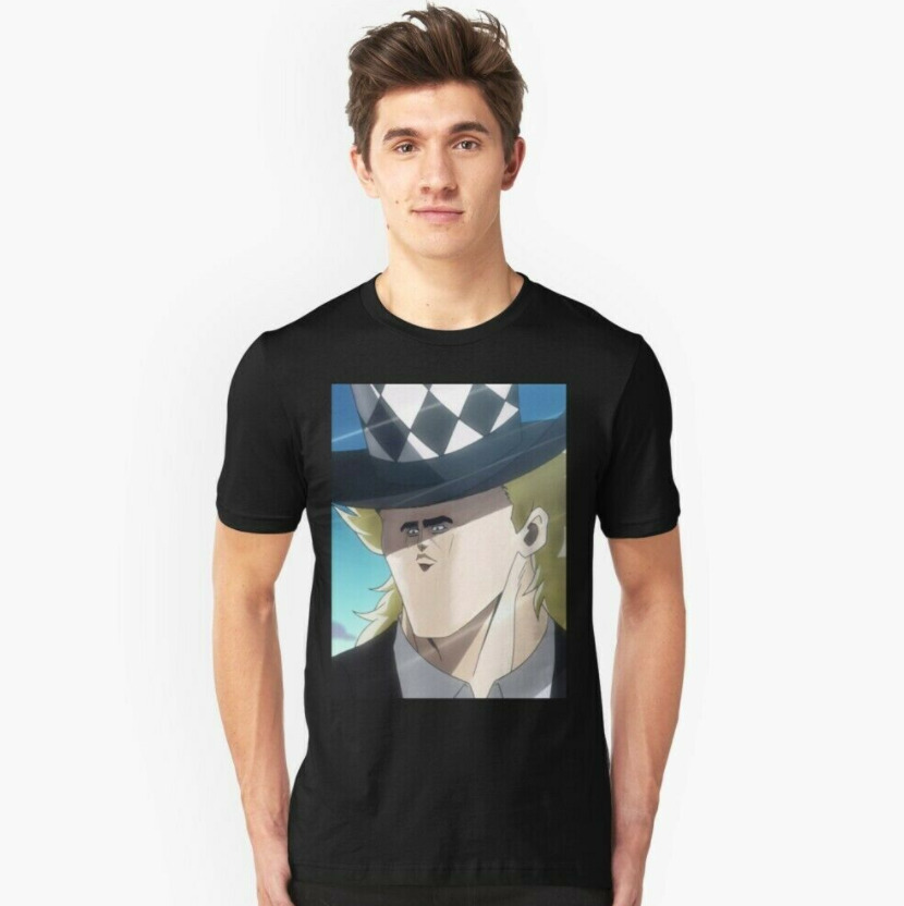 

R1 JoJo's Bizarre Adventure Robert E. O. Speedwagon Funny Meme Black T-shirt, White;black