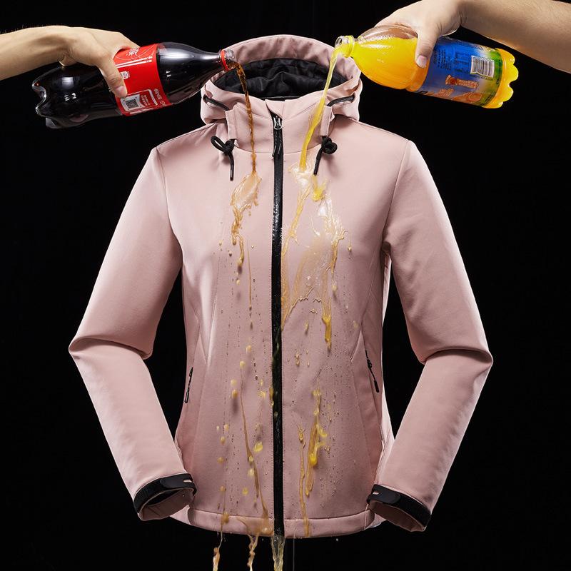 

Hunting Jackets Autumn Winter Men Women Fleece Soft Shell Jacket Waterproof Warm Coat Cycling Hiking Climbing Windbreaker Couple Outdoor, Female purple