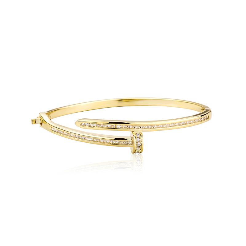 

Bangle Couple Bracelet Iced Out Cubic Zirconia High Quality Copper Gold Plated Fashion Jewelry Gift
