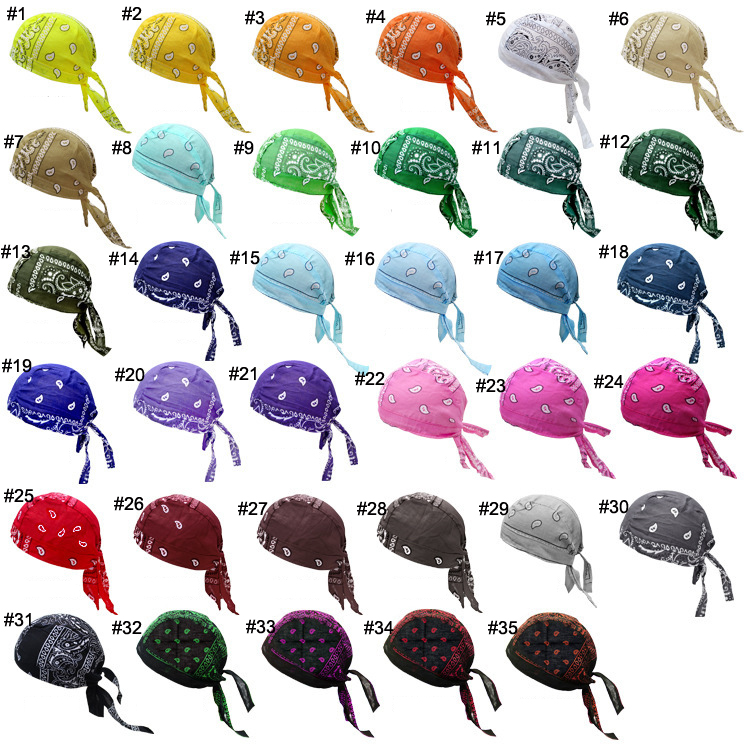 

European and American Outdoor Riding Pirate Bandanas Men Women Printed Cotton Single Cashew Multi Color Hip Hop Headband Hats Caps