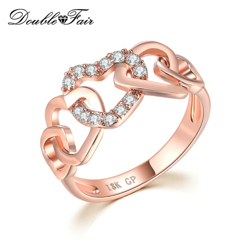 

Cluster Rings 5 Big Love Hearts Connected With Shining CZ Stone Finger For Women Girls Anniversary Jewelry Wholesale DWR668, Golden;silver
