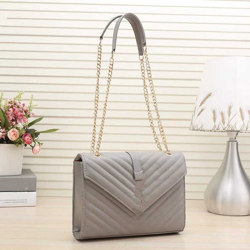 

New High Qulity Bags Classic Womens Handbags Ladies Composite Tote PU Leather Chain Clutch Shoulder Bag Female Purse Girl M24*18*6, White