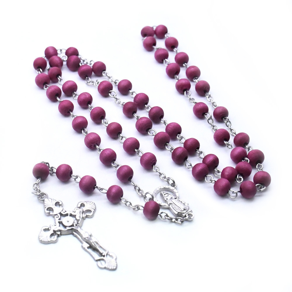 

Perles rouges croix chapelet collier perles prière perles fournitures d'église chrétienne