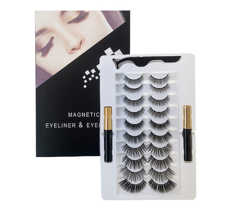 

Magnetic Eyelashes Set with Eyeliner and Tweezer 10Pairs Magnetically False Lashes Natural Look 2Pcs Liquid Eyeliners No Glue Needed