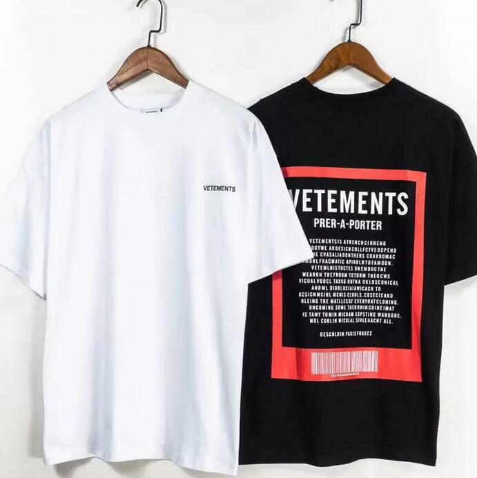 

21ss VETEMENTS back big LOGO letter printing T Shirts men's and women's short-sleeved T-shirt, White