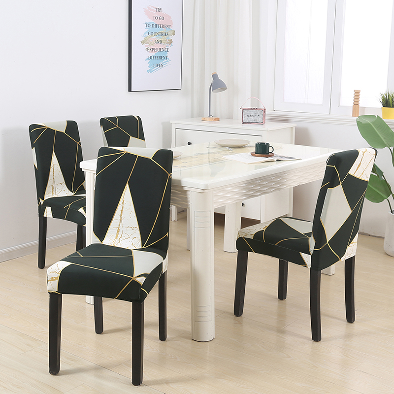 

String Printed Stretch Chair Cover For Dining Room Office Banquet Chair Protector Elastic Material Armchair Covers
