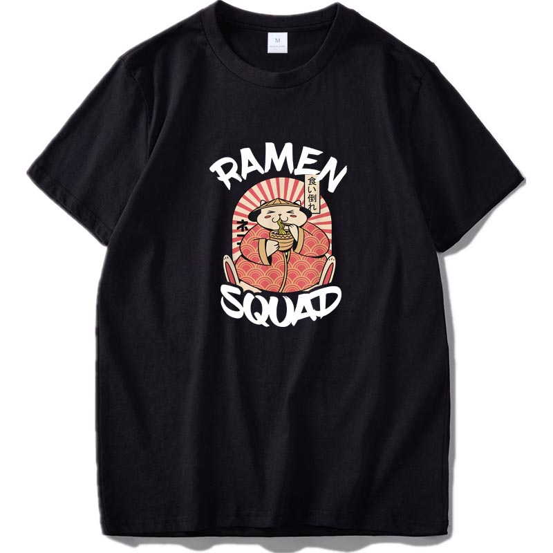 Fat Cat Japanese Style Tshirt Ramen Original Design Gifts EU Size 2021 New Arrival Short Sleeve Summer Tops Tee-image-700989388