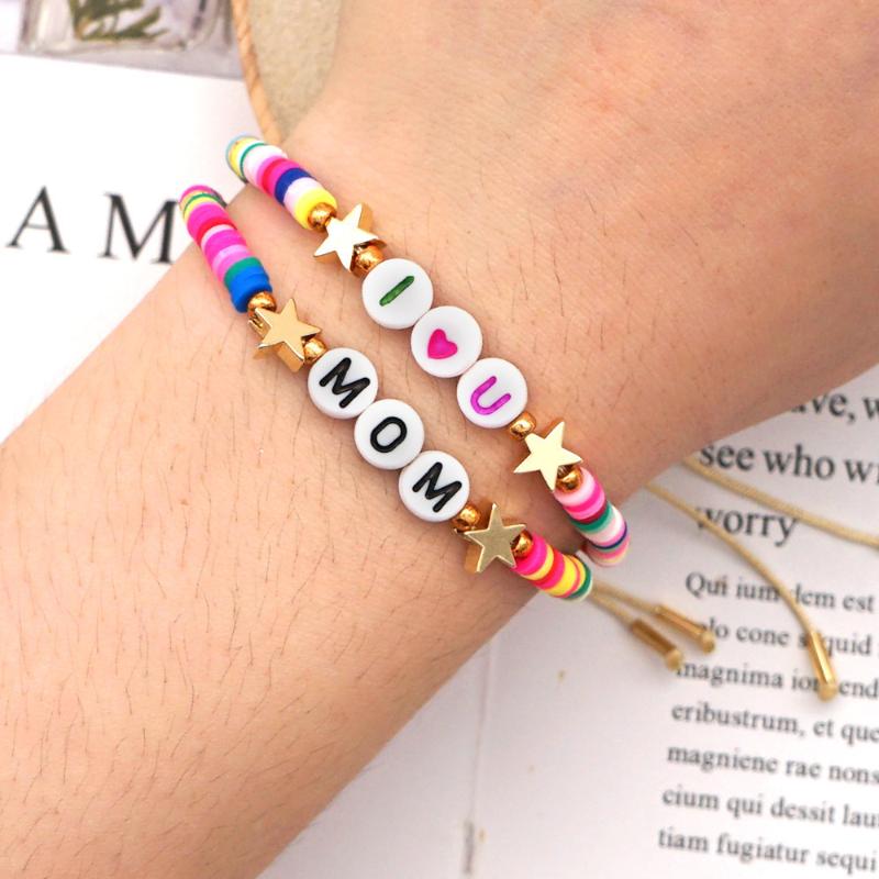 

Beaded, Strands MOM Letter Rainbow African Seed Beaded Bracelets Charm Bracelet For Women Armband Colorful Bohemian Femme Boho Jewelry