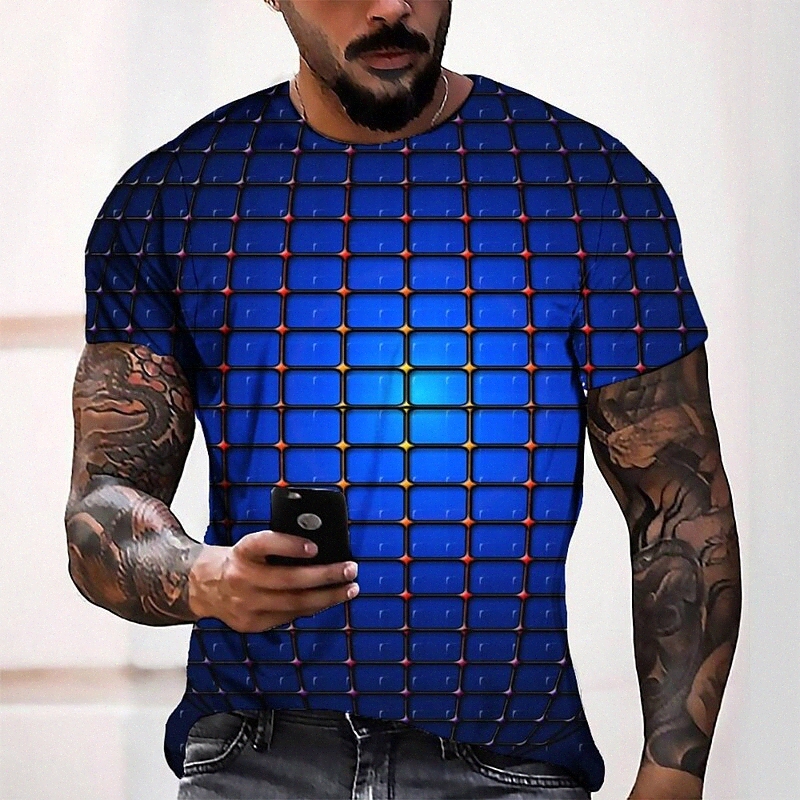 Men's Tee T shirt 3D Print Graphic Round Neck Casual Daily 3D Print Short Sleeve Tops Fashion Designer Cool Comfortable Blue Q9OX#