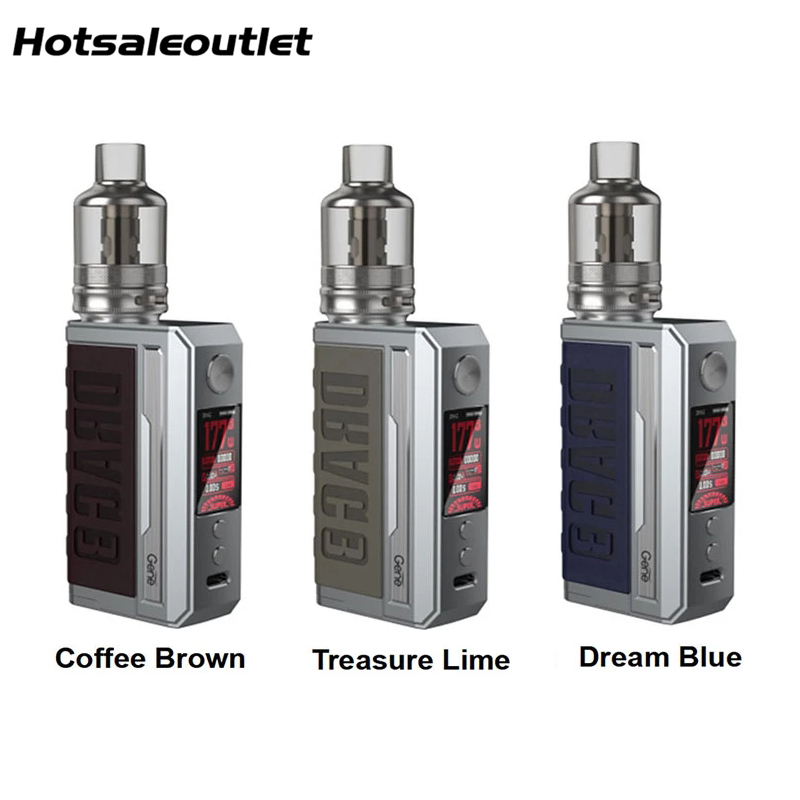 

VOOPOO DRAG 3 177W TC Kit Powered by Dual 18650 External Battery with TPP Tank 100% Original, Treasure lime