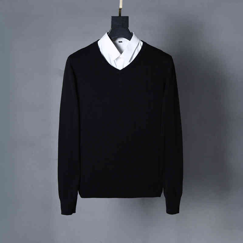 

Men's Sweaters marca bordado-tipo manga longa camisolas masculinas com decote em v casual malha roupas moda masculina casacos de lapela pulôver 5U06, 1# shoe box