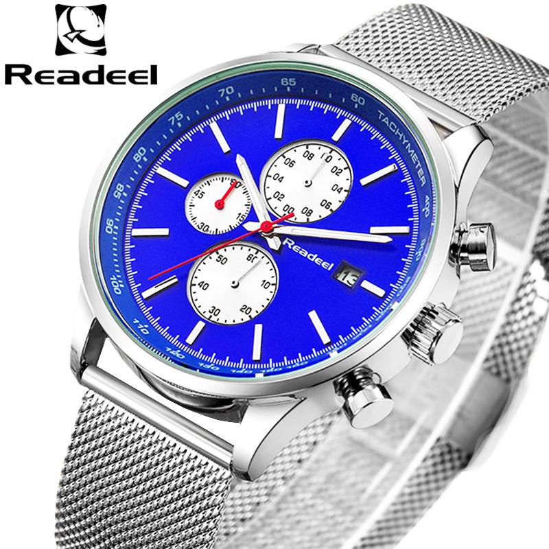 

Watch Men Stainless Steel Mesh Quartz Watches Chronograph Clock Relogio Masculino Luminous Wristwatch For Male Wristwatches, Slivery;brown