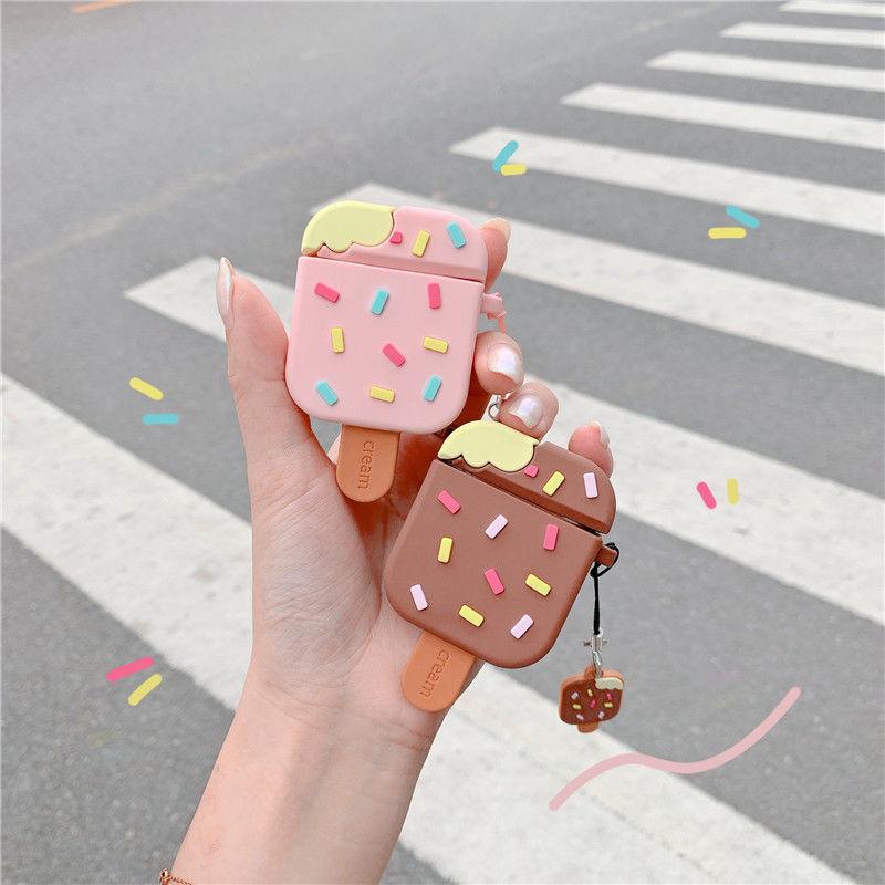 

Keychains Lovely Cream Airpods Protective Case Key Chain Couple Gift