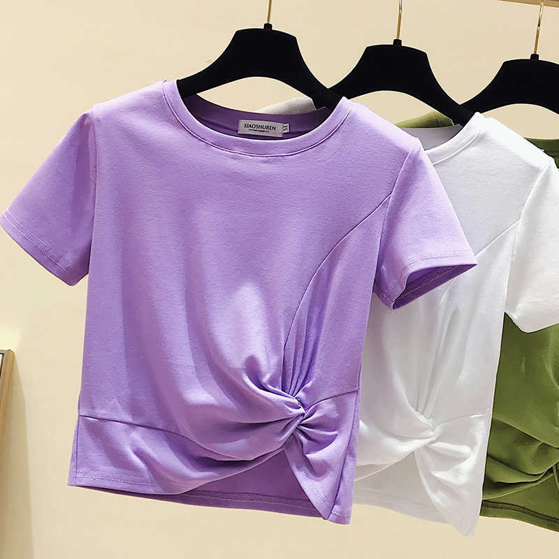 

Sexy White T shirt Women Clothes Casual Summer Short Tops Female T-shirt Short Sleeve Black Woman Tshirt Crop Top 210604, Green